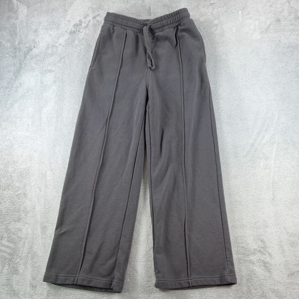 Mono B Wide Leg Sweatpants KP-A0311 Women's S Charcoal Gray Cotton Blend
